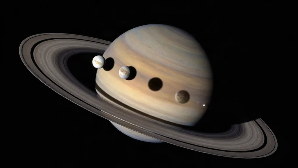 Mare Magnum | El Hubble capta el tránsito de cuatro lunas mayores de Saturno