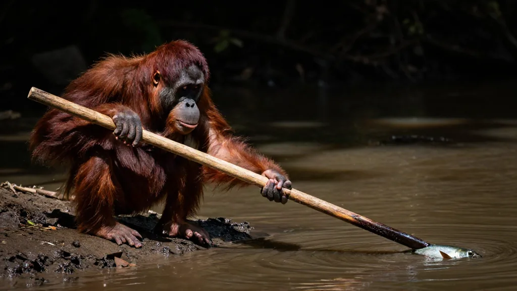 Mare Magnum | Orangután usando una herramienta para pescar