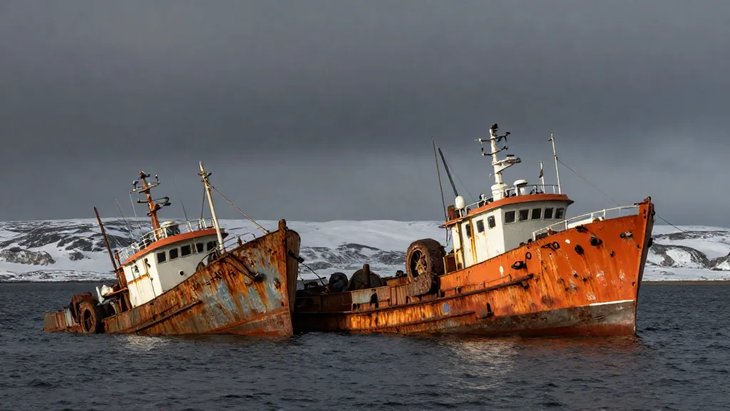 Barcos abandonados en las costas de Kamchatka