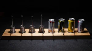 Ocho solenoides que golpean objetos para crear ritmos
