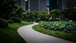 Jardines de un parque público de Shanghái